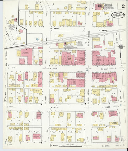 Sanborn Fire Insurance Map from Versailles, Darke County, Ohio (1911), Sheet #0002 - Historic Sanborn Fire Insurance Map Print, vintage old map wall art, antique decor, genealogy gift, Ohio Ohio map