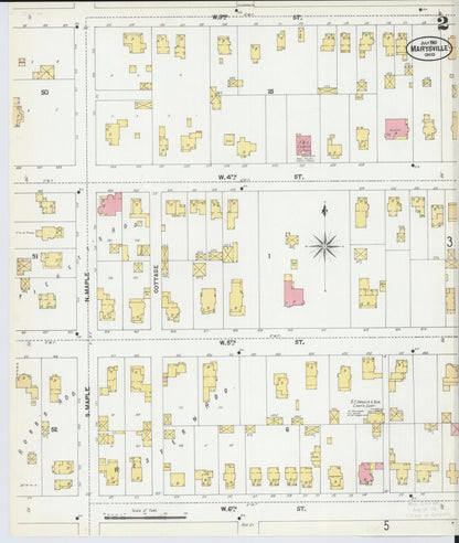 Sanborn Fire Insurance Map from Marysville, Union County, Ohio (1901), Sheet #0002 - Historic Sanborn Fire Insurance Map Print, vintage old map wall art, antique decor, genealogy gift, Ohio Ohio map