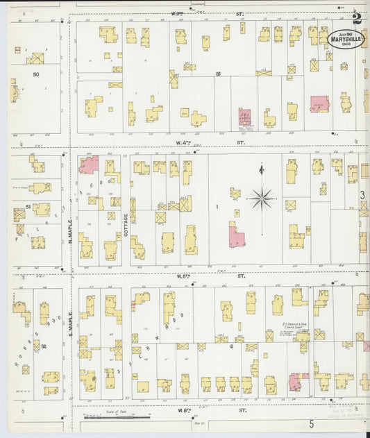 Sanborn Fire Insurance Map from Marysville, Union County, Ohio (1901), Sheet #0002 - Historic Sanborn Fire Insurance Map Print, vintage old map wall art, antique decor, genealogy gift, Ohio Ohio map