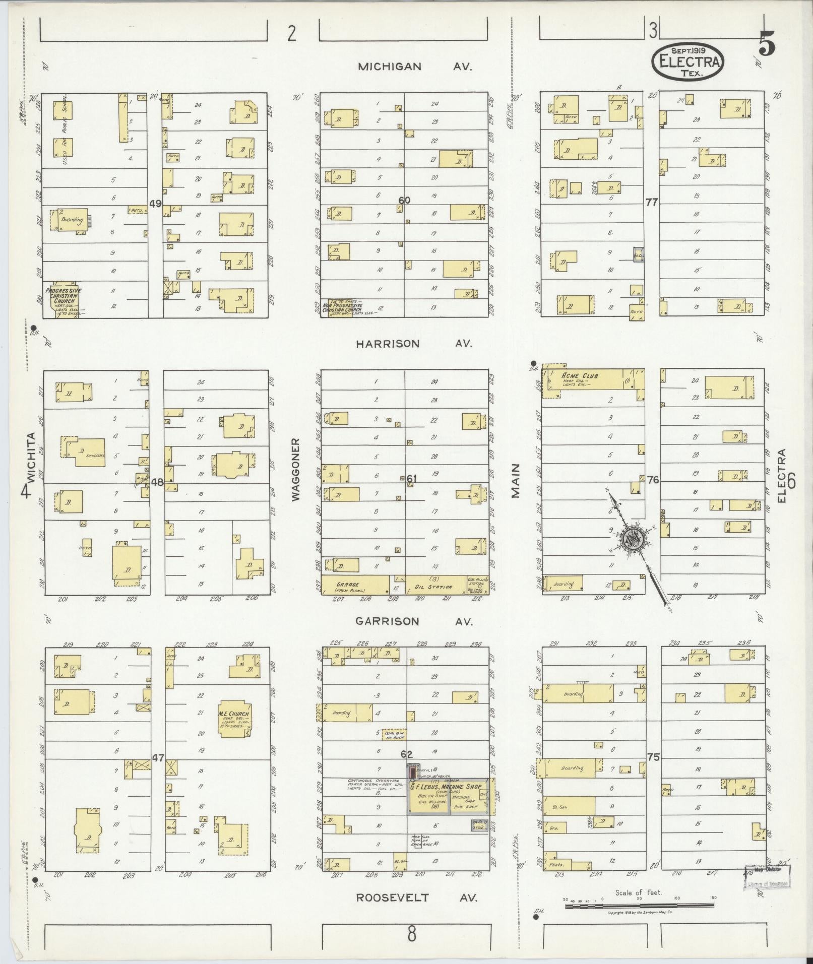 Sanborn Fire Insurance Map from Electra, Wichita County, Texas (1919), Sheet #0005 - Historic Sanborn Fire Insurance Map Print, vintage old map wall art, antique decor, genealogy gift, Texas Texas map