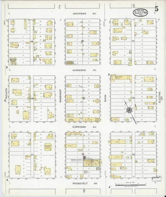 Sanborn Fire Insurance Map from Electra, Wichita County, Texas (1919), Sheet #0005 - Historic Sanborn Fire Insurance Map Print, vintage old map wall art, antique decor, genealogy gift, Texas Texas map