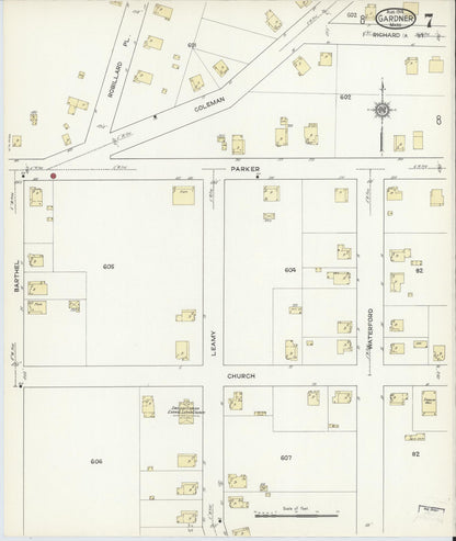 Sanborn Fire Insurance Map from Gardner, Worcester County, Massachusetts (1914), Sheet #0007 - Complete Map Set gallery image, historic Sanborn map, vintage wall art, Massachusetts Massachusetts
