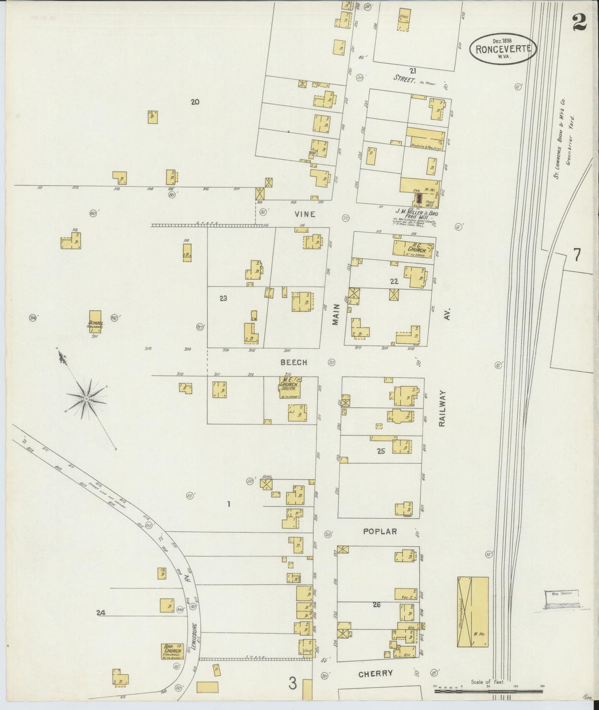 Sanborn Fire Insurance Map from Ronceverte, Greenbrier County, West Virginia (1898), Sheet #0002 - Historic Sanborn Fire Insurance Map Print, vintage old map wall art, antique decor, genealogy gift, West Virginia West Virginia map