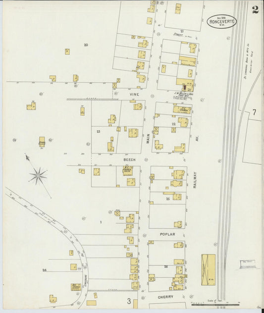 Sanborn Fire Insurance Map from Ronceverte, Greenbrier County, West Virginia (1898), Sheet #0002 - Historic Sanborn Fire Insurance Map Print, vintage old map wall art, antique decor, genealogy gift, West Virginia West Virginia map