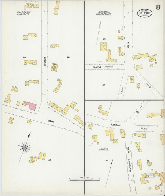 Sanborn Fire Insurance Map from Belfast, Waldo County, Maine (1901), Sheet #0008 - Historic Sanborn Fire Insurance Map Print, vintage old map wall art, antique decor, genealogy gift, Maine Maine map