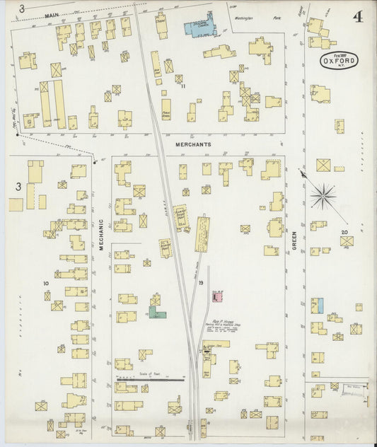 Sanborn Fire Insurance Map from Oxford, Chenango County, New York (1897), Sheet #0004 - Historic Sanborn Fire Insurance Map Print, vintage old map wall art, antique decor, genealogy gift, New York New York map