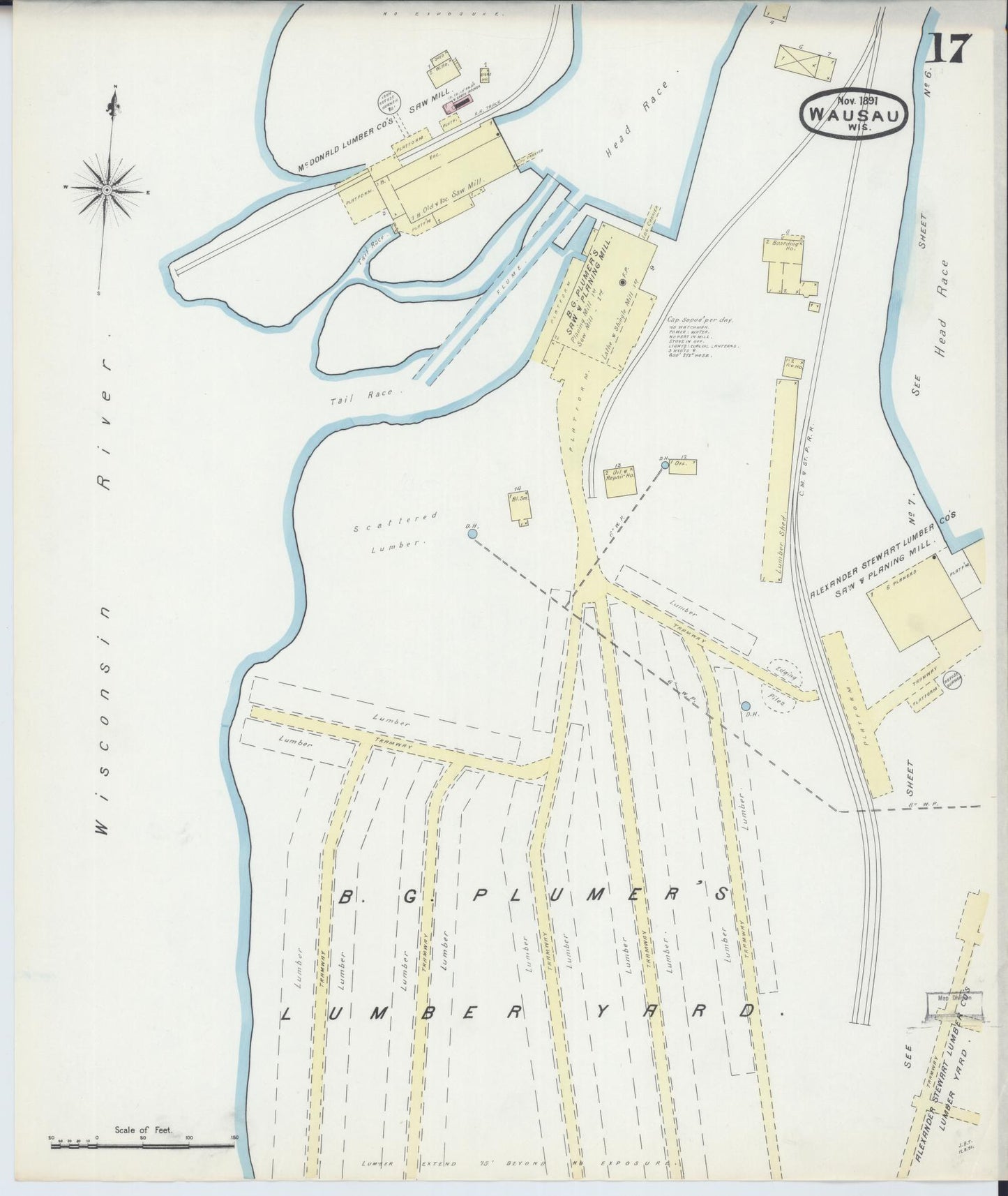 Sanborn Fire Insurance Map from Wausau, Marathon County, Wisconsin (1891), Sheet #0017 - Complete Map Set gallery image, historic Sanborn map, vintage wall art, Wisconsin Wisconsin