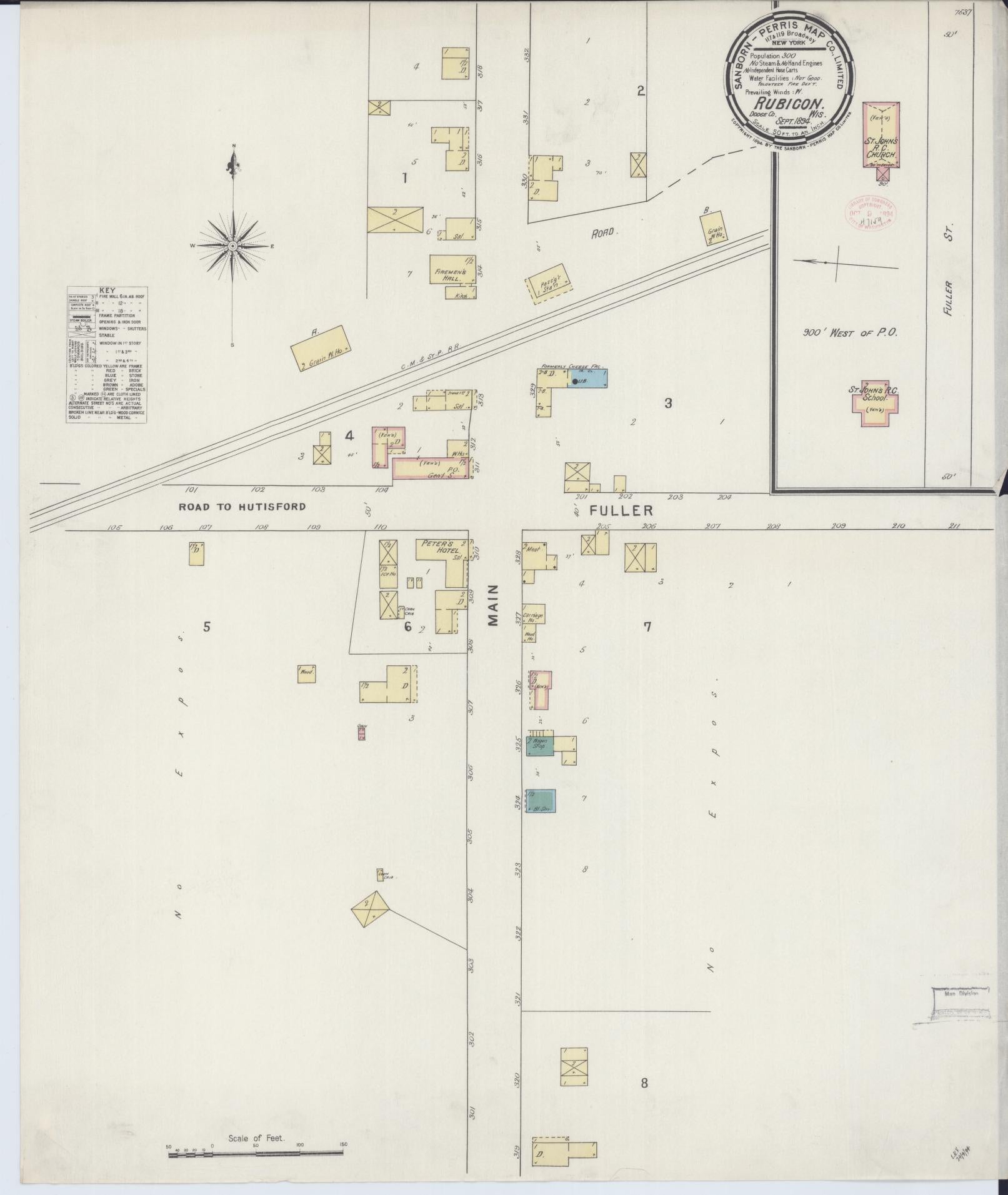 Sanborn Fire Insurance Map from Rubicon, Dodge County, Wisconsin (1894), Sheet #0001 - Historic Sanborn Fire Insurance Map Print, vintage old map wall art, antique decor, genealogy gift, Wisconsin Wisconsin map