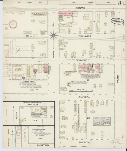 Sanborn Fire Insurance Map from Warren, Trumbull County, Ohio (1884), Sheet #0003 - Historic Sanborn Fire Insurance Map Print, vintage old map wall art, antique decor, genealogy gift, Ohio Ohio map