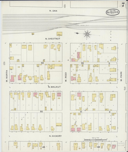 Sanborn Fire Insurance Map from Du Quoin, Perry County, Illinois (1894), Sheet #0007 - Historic Sanborn Fire Insurance Map Print, vintage old map wall art, antique decor, genealogy gift, Illinois Illinois map