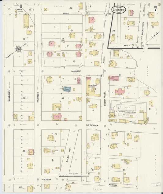 Sanborn Fire Insurance Map from Chester, Randolph County, Illinois (1911), Sheet #0007 - Historic Sanborn Fire Insurance Map Print, vintage old map wall art, antique decor, genealogy gift, Illinois Illinois map