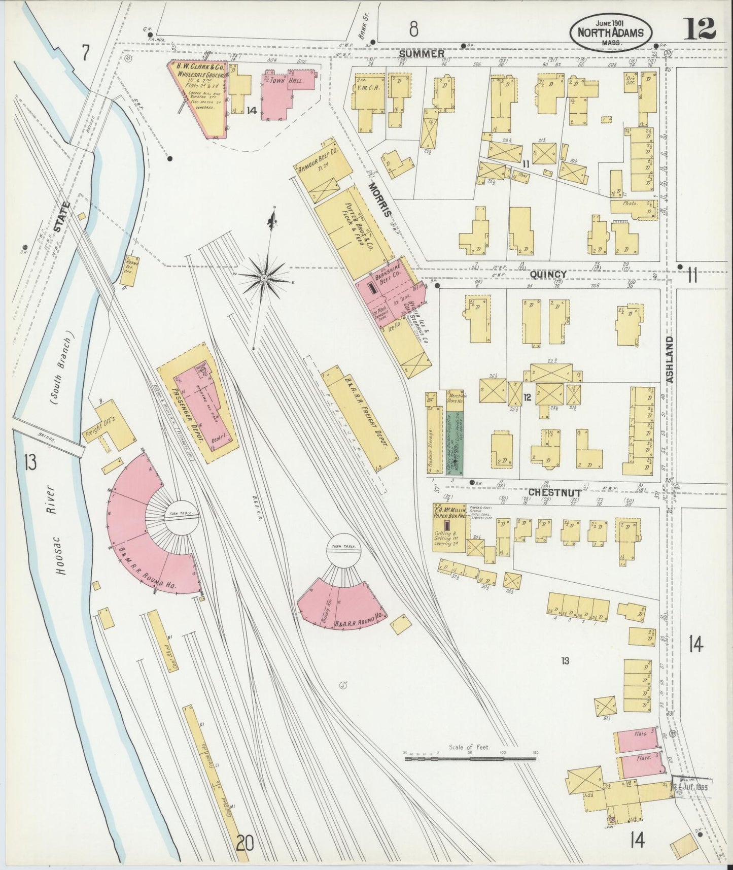 Sanborn Fire Insurance Map from North Adams, Berkshire County, Massachusetts (1901), Sheet #0012 - Complete Map Set gallery image, historic Sanborn map, vintage wall art, Massachusetts Massachusetts