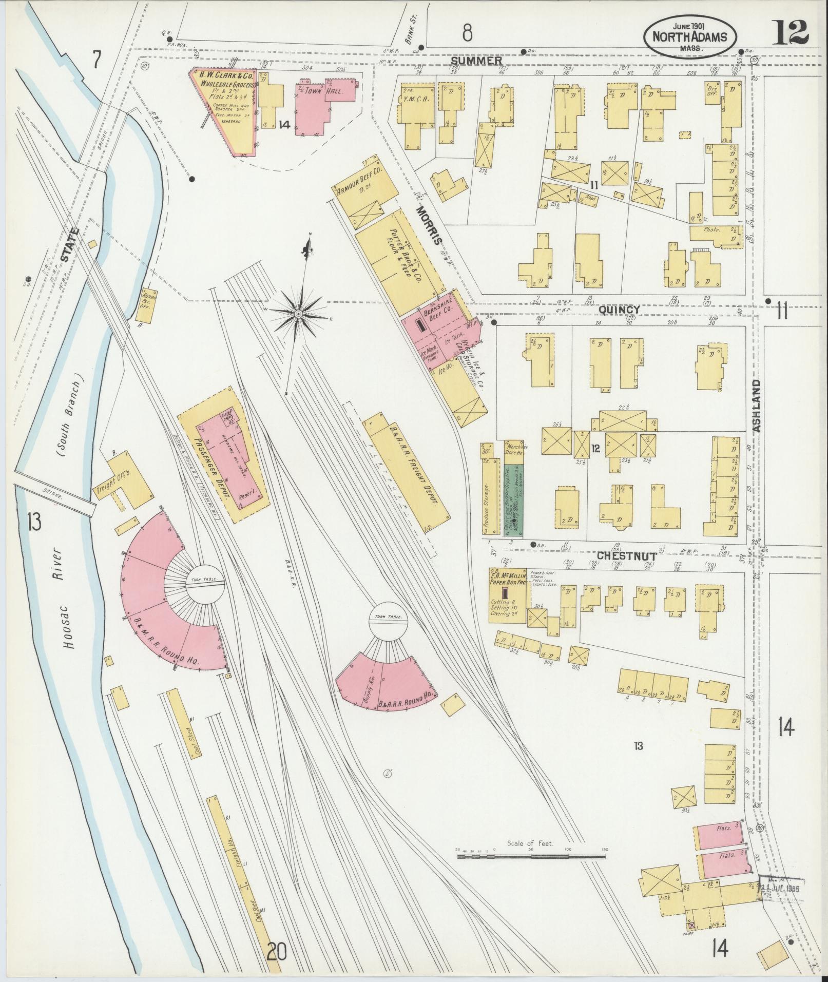 Sanborn Fire Insurance Map from North Adams, Berkshire County, Massachusetts (1901), Sheet #0012 - Complete Map Set gallery image, historic Sanborn map, vintage wall art, Massachusetts Massachusetts