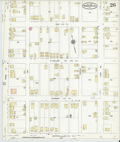 Sanborn Fire Insurance Map from Washington, Washington County, Pennsylvania (1909), Sheet #0026 - Complete Map Set gallery image, historic Sanborn map, vintage wall art, Sanborn Fire Insurance Map from Washington Washington