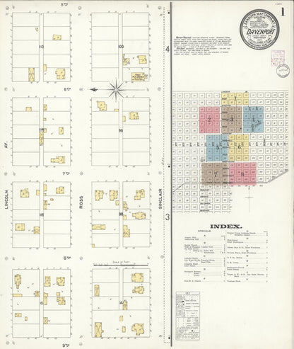 Sanborn Fire Insurance Map from Davenport, Lincoln County, Washington (1902), Sheet #0001 - Complete Map Set gallery image, historic Sanborn map, vintage wall art, Washington Washington