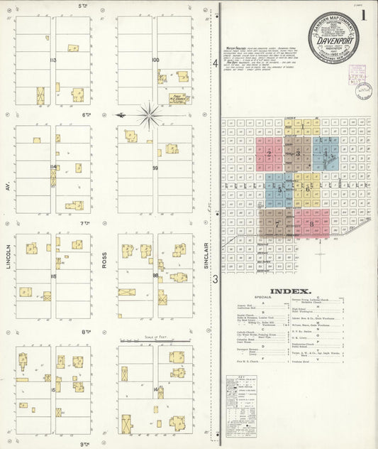 Sanborn Fire Insurance Map from Davenport, Lincoln County, Washington (1902), Sheet #0001 - Complete Map Set gallery image, historic Sanborn map, vintage wall art, Washington Washington