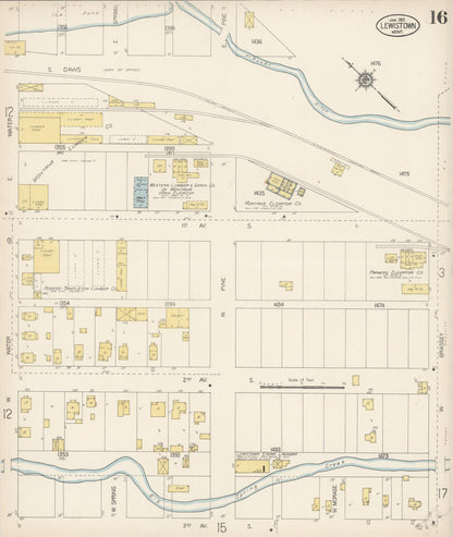 Sanborn Fire Insurance Map from Lewistown, Fergus County, Montana (1913), Sheet #0016 - Complete Map Set gallery image, historic Sanborn map, vintage wall art, Montana Montana
