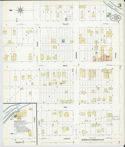 Sanborn Fire Insurance Map from Lisbon, Ransom County, North Dakota (1908), Sheet #0003 - Complete Map Set gallery image, historic Sanborn map, vintage wall art, North Dakota North Dakota