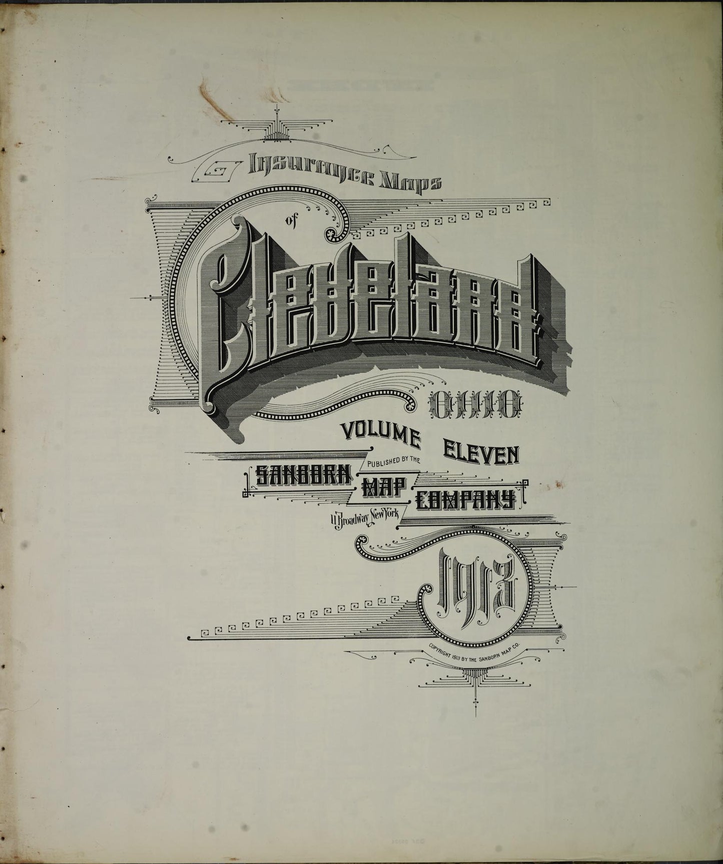 Sanborn Fire Insurance Map from Cleveland, Cuyahoga County, Ohio (1913), Sheet #0001 - Complete Map Set gallery image, historic Sanborn map, vintage wall art, Ohio Ohio
