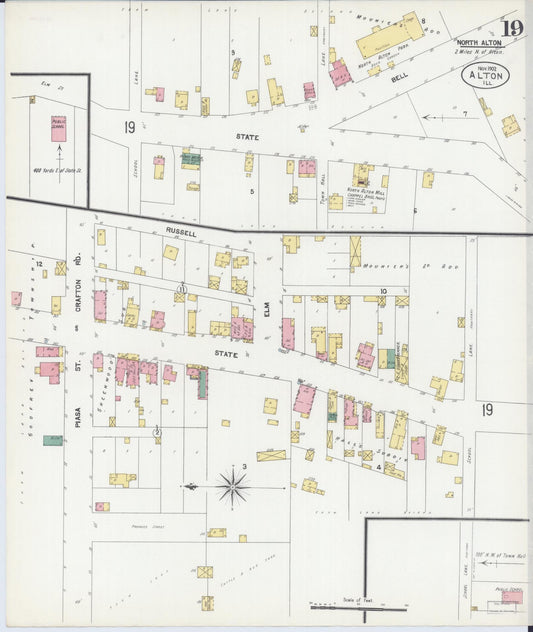 Sanborn Fire Insurance Map from Alton, Madison County, Illinois (1902), Sheet #0019 - Historic Sanborn Fire Insurance Map Print, vintage old map wall art, antique decor, genealogy gift, Illinois Illinois map