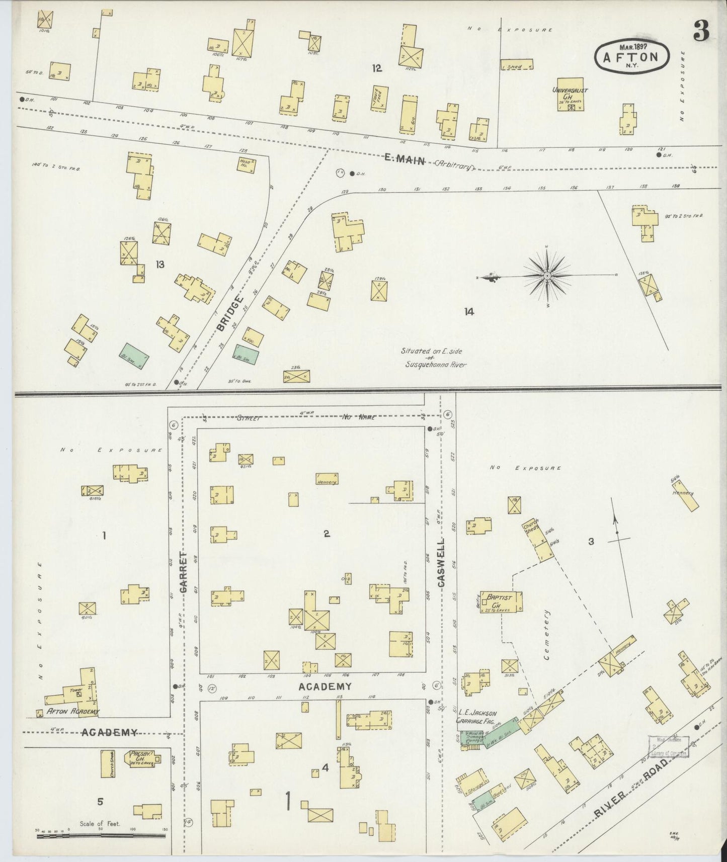 Sanborn Fire Insurance Map from Afton, Chenango County, New York (1897), Sheet #0003 - Historic Sanborn Fire Insurance Map Print, vintage old map wall art, antique decor, genealogy gift, New York New York map