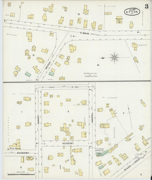 Sanborn Fire Insurance Map from Afton, Chenango County, New York (1897), Sheet #0003 - Historic Sanborn Fire Insurance Map Print, vintage old map wall art, antique decor, genealogy gift, New York New York map