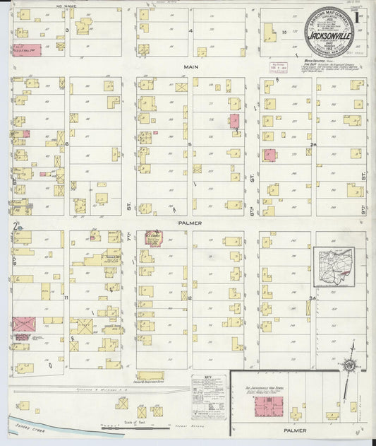 Sanborn Fire Insurance Map from Jacksonville, Athens County, Ohio (1913), Sheet #0001 - Historic Sanborn Fire Insurance Map Print, vintage old map wall art, antique decor, genealogy gift, Ohio Ohio map
