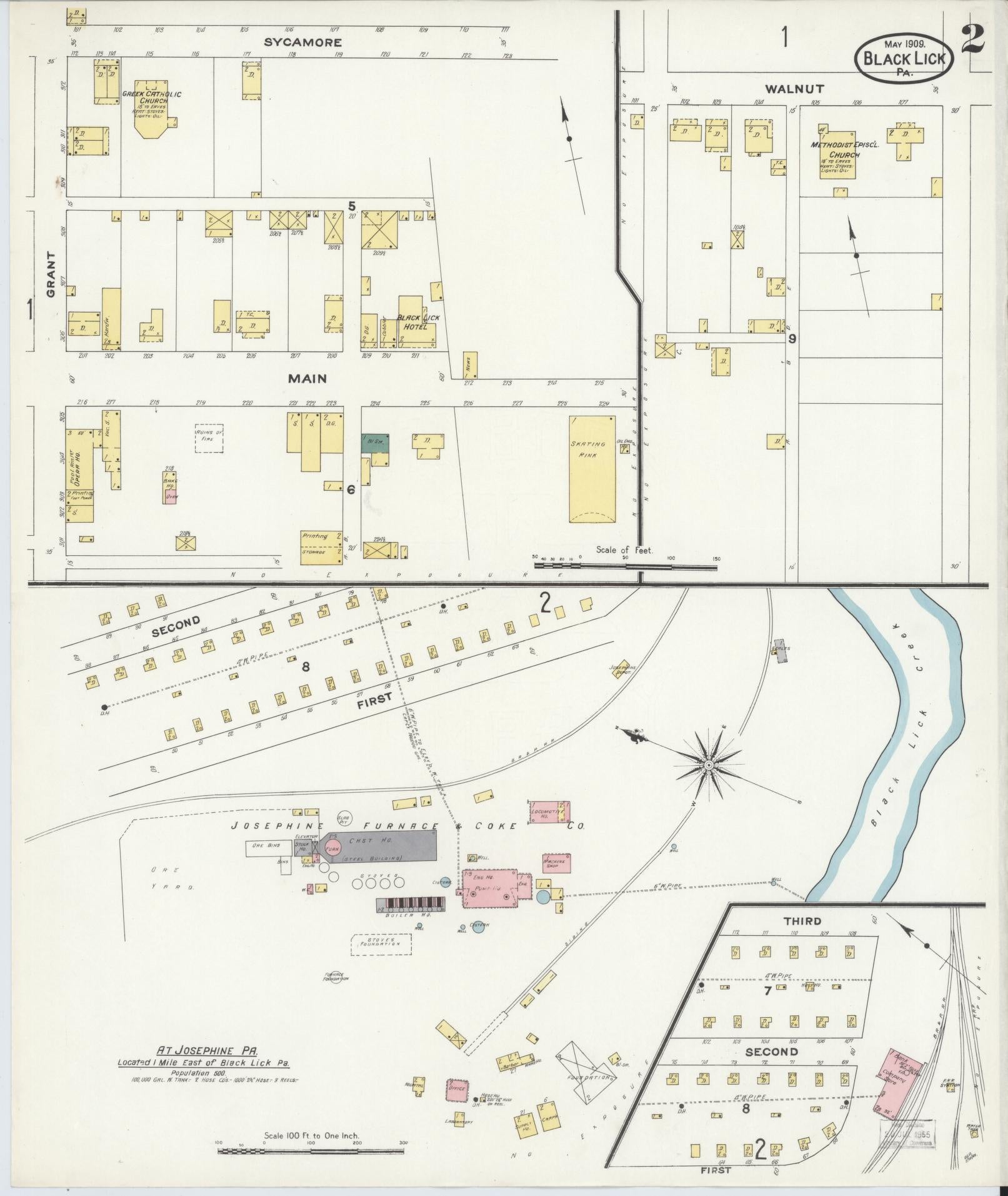 Sanborn Fire Insurance Map from Black Lick, Indiana County, Pennsylvania (1909), Sheet #0002 - Historic Sanborn Fire Insurance Map Print, vintage old map wall art, antique decor, genealogy gift, Pennsylvania Pennsylvania map