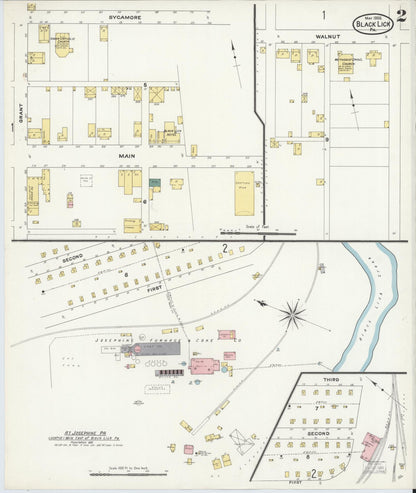 Sanborn Fire Insurance Map from Black Lick, Indiana County, Pennsylvania (1909), Sheet #0002 - Historic Sanborn Fire Insurance Map Print, vintage old map wall art, antique decor, genealogy gift, Pennsylvania Pennsylvania map