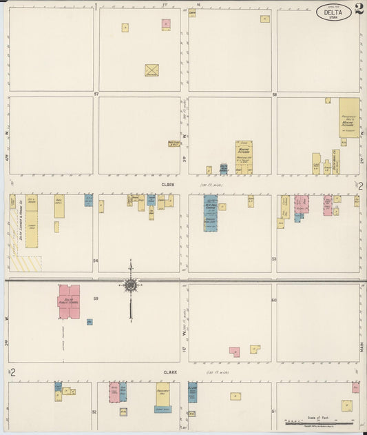 Sanborn Fire Insurance Map from Delta, Millard County, Utah (1918), Sheet #0002 - Historic Sanborn Fire Insurance Map Print, vintage old map wall art, antique decor, genealogy gift, Utah Utah map