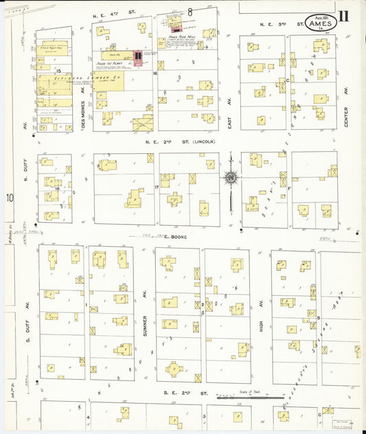 Sanborn Fire Insurance Map from Ames, Story County, Iowa (1911), Sheet #0011 - Historic Sanborn Fire Insurance Map Print, vintage old map wall art