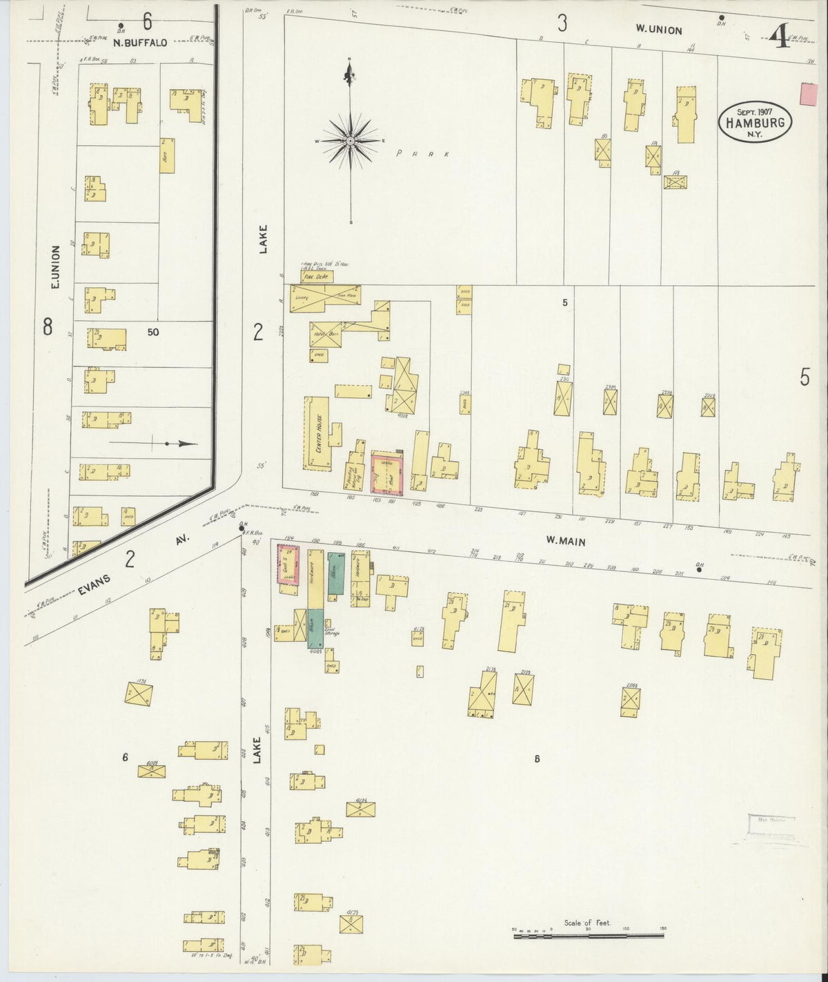 Sanborn Fire Insurance Map from Hamburg, Erie County, New York (1907), Sheet #0004 - Complete Map Set gallery image, historic Sanborn map, vintage wall art, New York New York