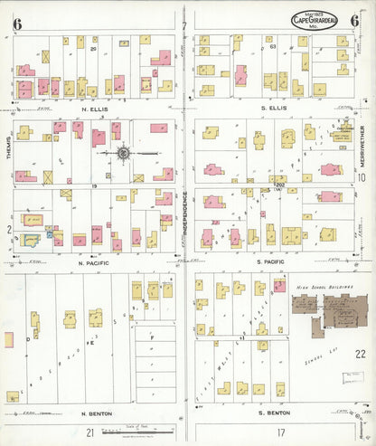 Sanborn Fire Insurance Map from Cape Girardeau, Cape Girardeau County, Missouri (1923), Sheet #0006 - Complete Map Set gallery image, historic Sanborn map, vintage wall art, Missouri Missouri