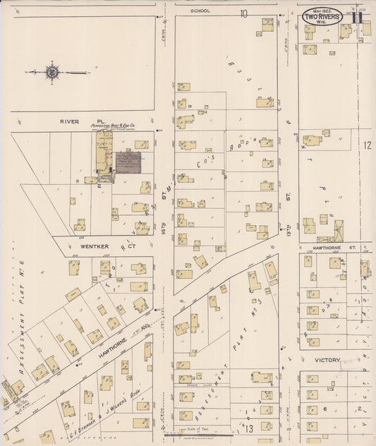 Sanborn Fire Insurance Map from Two Rivers, Manitowoc County, Wisconsin (1922), Sheet #0011 - Historic Sanborn Fire Insurance Map Print, vintage old map wall art, antique decor, genealogy gift, Wisconsin Wisconsin map