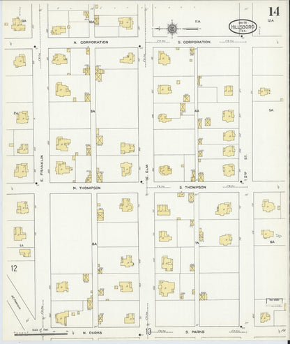 Sanborn Fire Insurance Map from Hillsboro, Hill County, Texas (1911), Sheet #0014 - Complete Map Set gallery image, historic Sanborn map, vintage wall art, Texas Texas