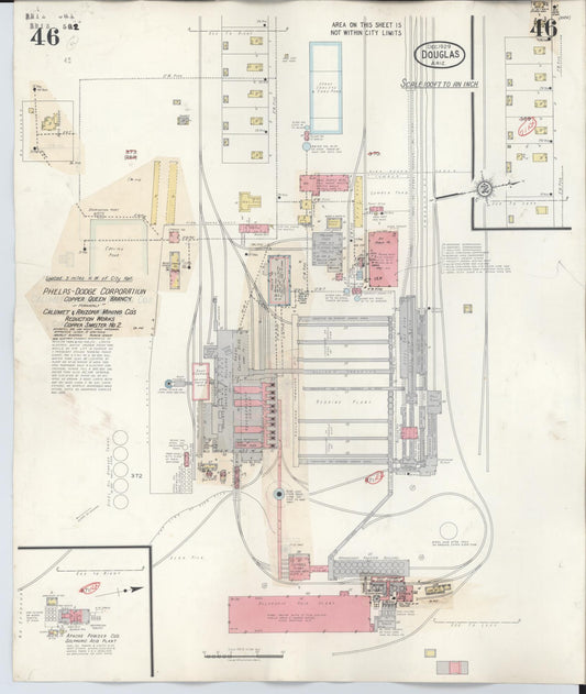 Sanborn Fire Insurance Map from Douglas, Cochise County, Arizona (1947), Sheet #0046 - Historic Sanborn Fire Insurance Map Print, vintage old map wall art, antique decor, genealogy gift, Arizona Arizona map