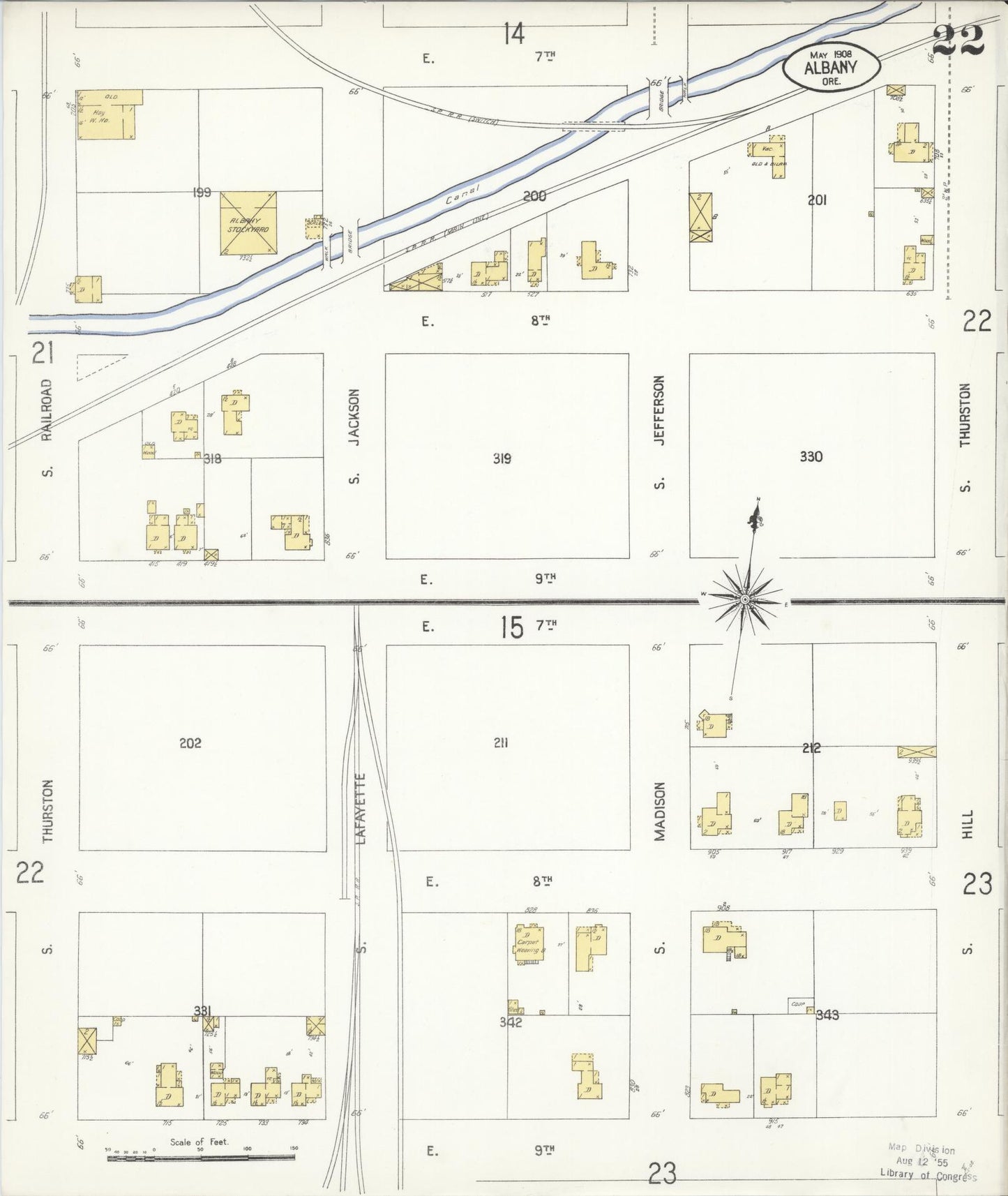 Sanborn Fire Insurance Map from Albany, Linn County, Oregon (1908), Sheet #0022 - Complete Map Set gallery image, historic Sanborn map, vintage wall art, Oregon Oregon