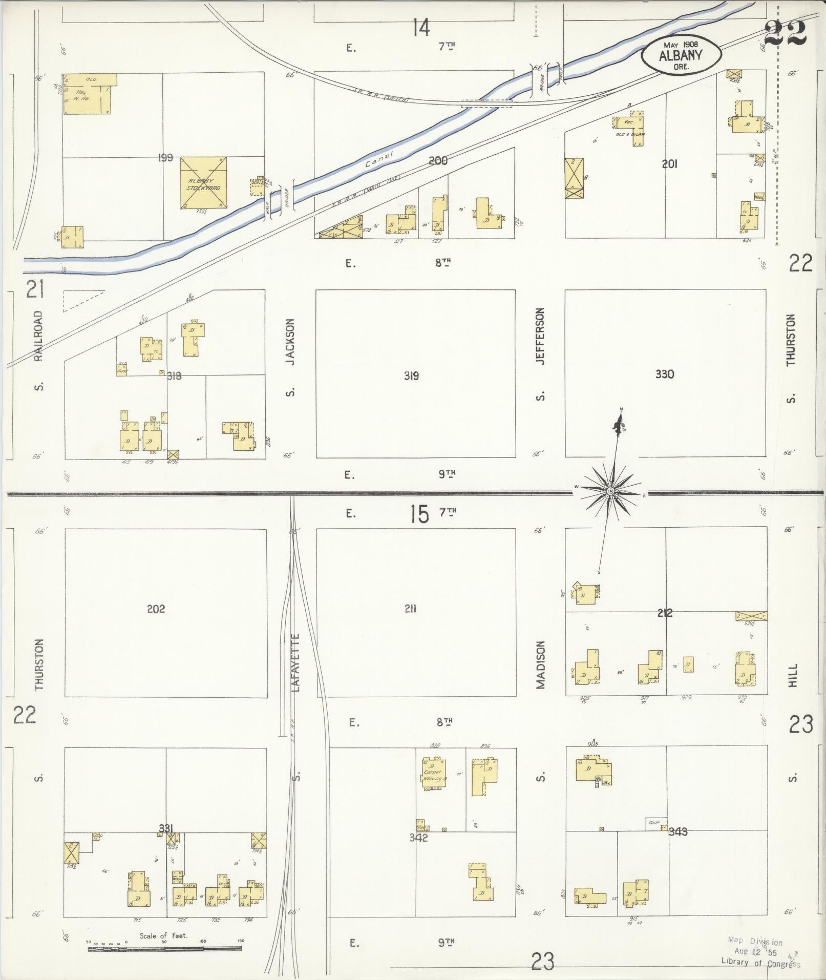 Sanborn Fire Insurance Map from Albany, Linn County, Oregon (1908), Sheet #0022 - Complete Map Set gallery image, historic Sanborn map, vintage wall art, Oregon Oregon