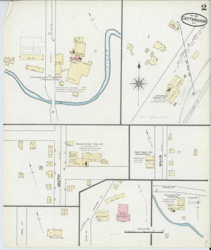 Sanborn Fire Insurance Map from Cattaraugus, Cattaraugus County, New York (1891), Sheet #0002 - Historic Sanborn Fire Insurance Map Print, vintage old map wall art, antique decor, genealogy gift, New York New York map