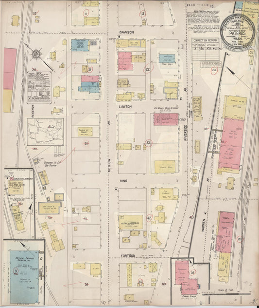 Sanborn Fire Insurance Map from Pateros, Okanogan County, Washington (1945), Sheet #0001 - Historic Sanborn Fire Insurance Map Print, vintage old map wall art, antique decor, genealogy gift, Washington Washington map