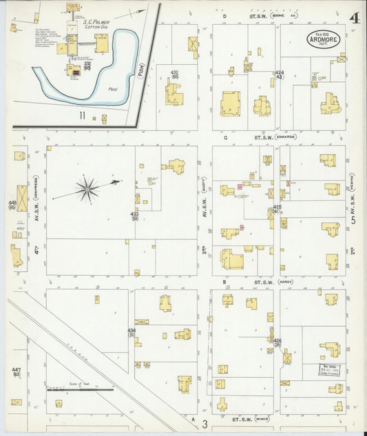 Sanborn Fire Insurance Map from Ardmore, Carter County, Oklahoma (1902), Sheet #0004 - Historic Sanborn Fire Insurance Map Print, vintage old map wall art, antique decor, genealogy gift, Oklahoma Oklahoma map