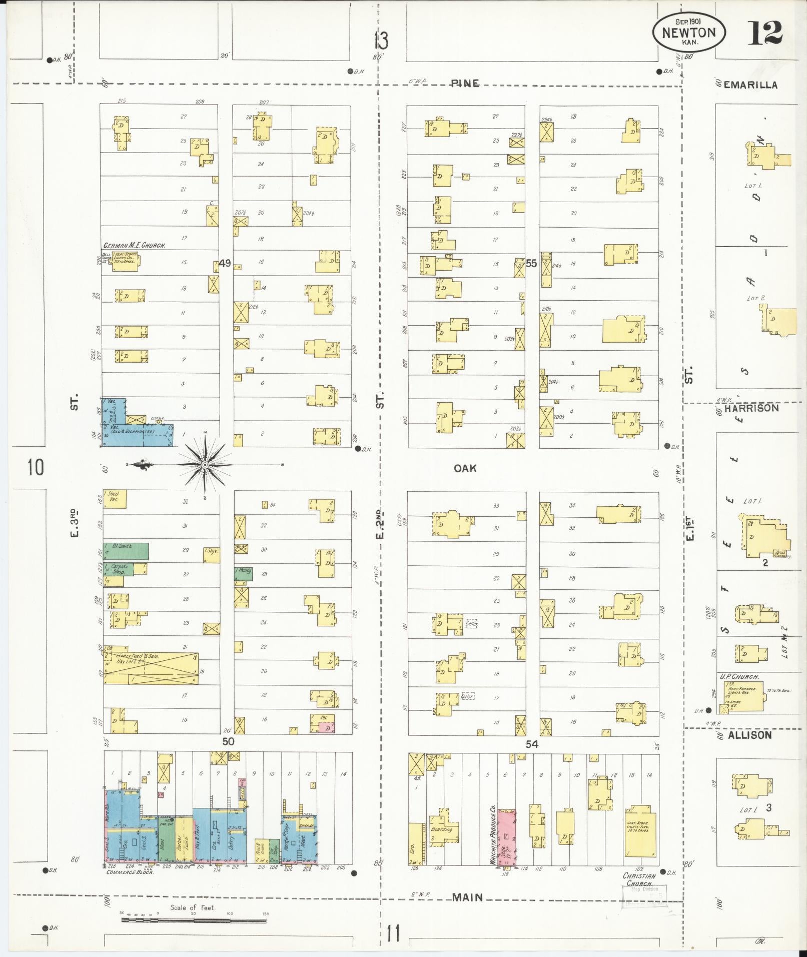 Sanborn Fire Insurance Map from Newton, Harvey County, Kansas (1901), Sheet #0012 - Historic Sanborn Fire Insurance Map Print, vintage old map wall art, antique decor, genealogy gift, Kansas Kansas map