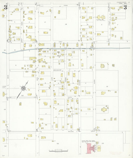Sanborn Fire Insurance Map from Church Point, Acadia Parish, Louisiana (1935), Sheet #0003 - Historic Sanborn Fire Insurance Map Print, vintage old map wall art, antique decor, genealogy gift, Louisiana Louisiana map