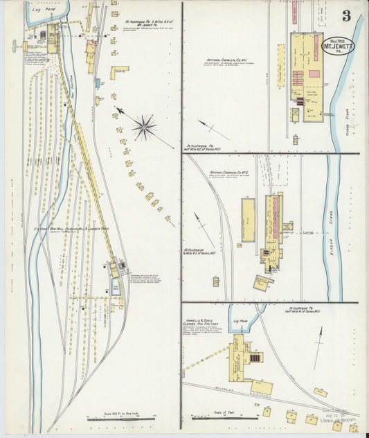 Sanborn Fire Insurance Map from Mount Jewett, McKean County, Pennsylvania (1903), Sheet #0003 - Historic Sanborn Fire Insurance Map Print, vintage old map wall art, antique decor, genealogy gift, Pennsylvania Pennsylvania map