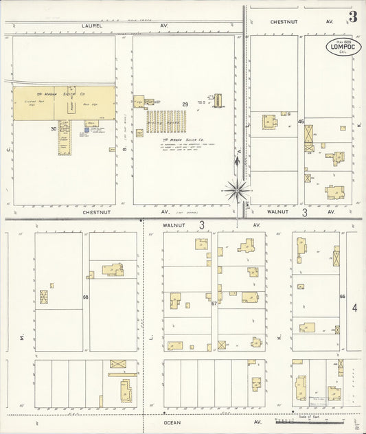 Sanborn Fire Insurance Map from Lompoc, Santa Barbara County, California (1909), Sheet #0003 - Historic Sanborn Fire Insurance Map Print, vintage old map wall art, antique decor, genealogy gift, California California map