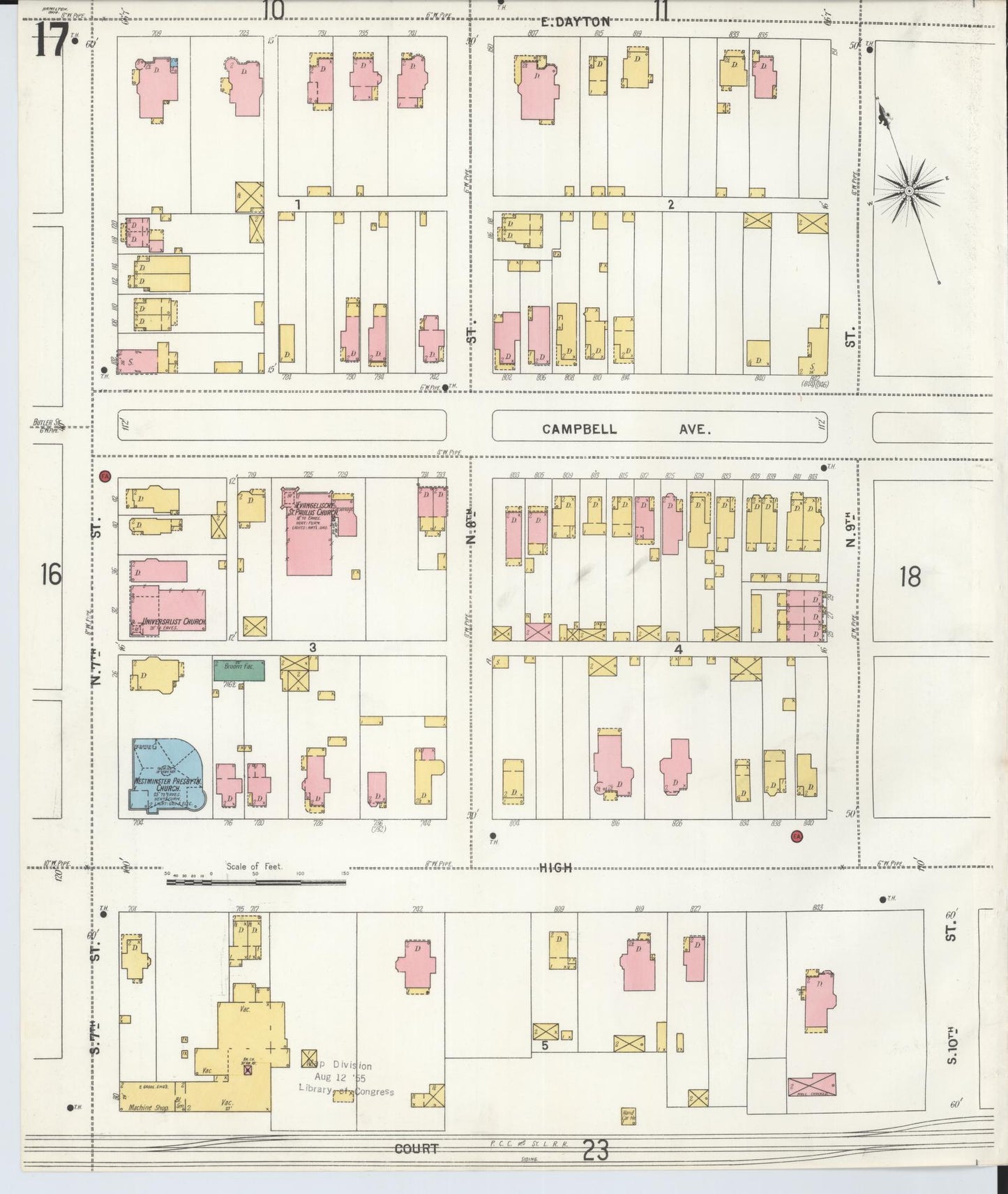 Sanborn Fire Insurance Map from Hamilton, Butler County, Ohio (1899), Sheet #0017 - Historic Sanborn Fire Insurance Map Print, vintage old map wall art, antique decor, genealogy gift, Ohio Ohio map