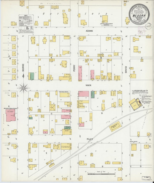 Sanborn Fire Insurance Map from Medora, Jackson County, Indiana (1902), Sheet #0001 - Historic Sanborn Fire Insurance Map Print, vintage old map wall art, antique decor, genealogy gift, Indiana Indiana map