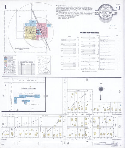 Sanborn Fire Insurance Map from Blooming Prairie, Steele County, Minnesota (1948), Sheet #0001 - Historic Sanborn Fire Insurance Map Print, vintage old map wall art, antique decor, genealogy gift, Minnesota Minnesota map