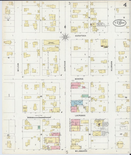 Sanborn Fire Insurance Map from Tomah, Monroe County, Wisconsin (1897), Sheet #0004 - Historic Sanborn Fire Insurance Map Print, vintage old map wall art, antique decor, genealogy gift, Wisconsin Wisconsin map