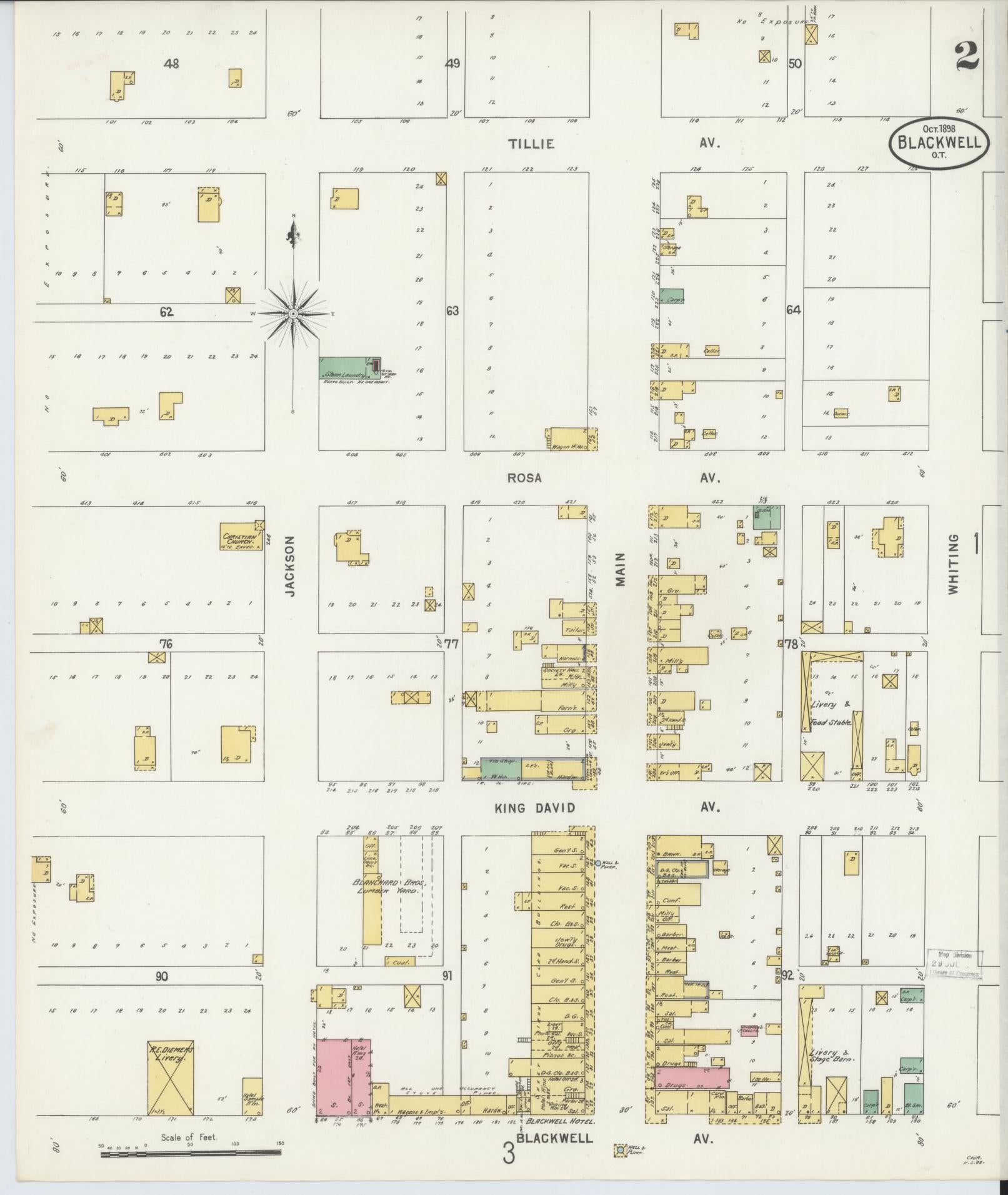 Sanborn Fire Insurance Map from Blackwell, Kay County, Oklahoma (1898), Sheet #0002 - Complete Map Set gallery image, historic Sanborn map, vintage wall art, Oklahoma Oklahoma